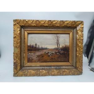 Oil Painting On 19th Century Panel Signed P. Shiedges"