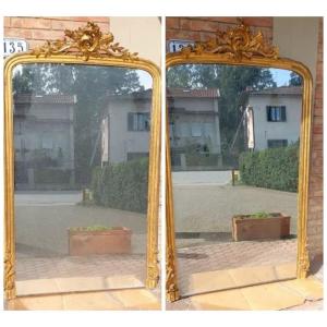Paire De Miroirs En Bois Doré Milieu 19ème Siècle Louis Philippe