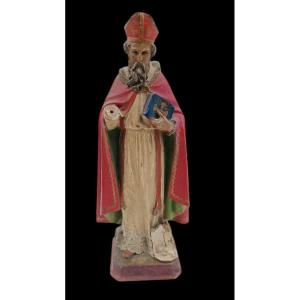 Sculpture En Papier Mâché, Plâtre Et Bois Du XIXe Siècle - Saint Nicolas De Bari