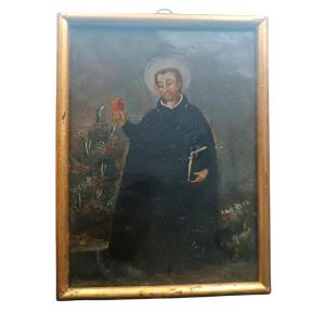 Painting On Copper Depicting A Jesuit Saint, Spanish School, 18th Century