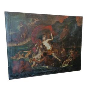 Peinture à l'huile sur toile XVIIIe siècle, école italienne, Héphaïstos et Aphrodite