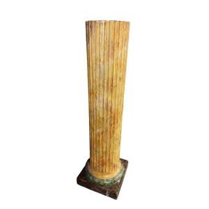 Grande Colonne En Bois Laqué Marbré Original Empire Début 19ème Siècle