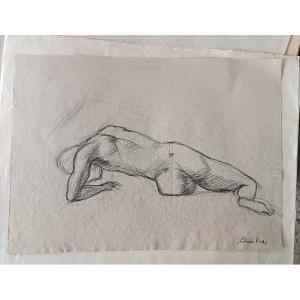 Dessin au crayon sur papier, esquisse de nu masculin - Gabriele Vicari