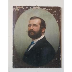 portrait ancien, huile sur toile, école française du XIXe siècle