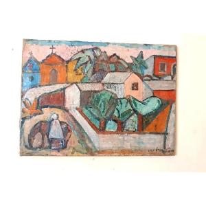 Huile sur toile "Paysage sicilien" FERRUCCIO FERRI - PRIX DE L'EXPOSITION NATIONALE DE SIENNE 1