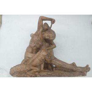 Sculpture En Terre Cuite Première Moitié Du 20ème Siècle Scène Mythologique