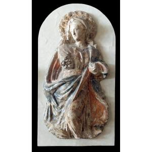 Madone En Papier Mâché Et Stuc 17ème Siècle Italie