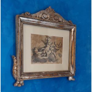 Cadre En Bois Argenté Ancien Début 19ème Siècle Gravure Cherubini