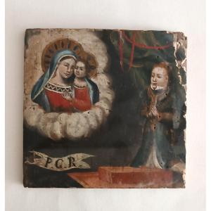 Petit tableau sur bois, ex-voto, XVIIIe siècle, école italienne