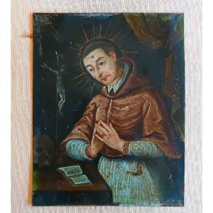 Ancient Copperplate Painting - Saint Charles Borromeo - Italian School, 17th Century