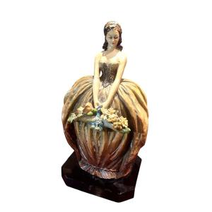 MOLLICA, œuvre en terre cuite peinte, années 1930, signée, 35 cm