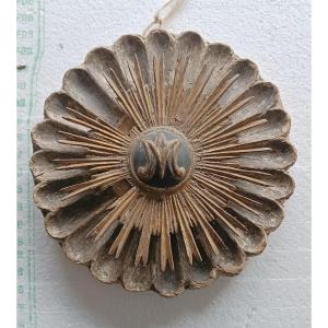 Frise baroque ancienne, rosace en bois, Italie