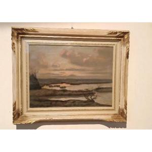 Peinture de paysage de Gino Romiti (Livourne 1881-1967)