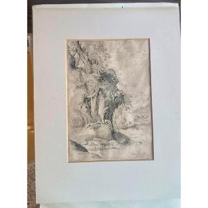 Dessin ancien sur papier vergé - XVIIe siècle - par Annibale Carracci