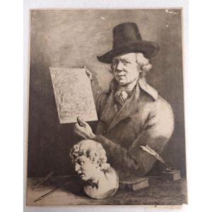 Autoportrait de Jean Jacques de Boisseau, 1796. Très rare.  Eau-forte imprimée sur papier vergé