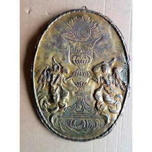 Antique Tabernacle Door - Baroque Gilded Brass Embossment