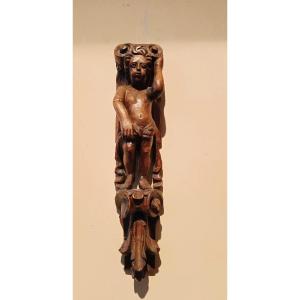 Carved Wooden Caryatid, 17th Century