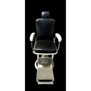 Antique Barber Chair From The 50s/60s (original) Vintage Aluminum Leather