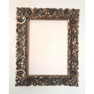 Grand cadre ancien laqué et doré, Italie, XIXe siècle