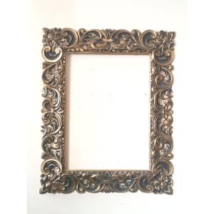 Grand cadre ancien laqué et doré, Italie, XIXe siècle