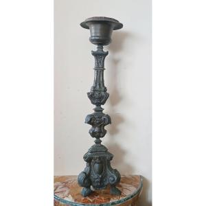 chandelier ancien en cuivre argenté, XVIIIe siècle, Italie