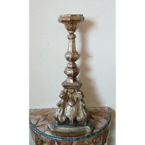 Antique Baroque Wooden Candlestick