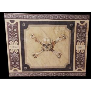 Memento Mori Grande Peinture à La Détrempe XVIII siéclee