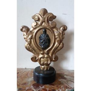 Pièce d'extrémité de bâton pastoral italien antique du XVIIIe siècle