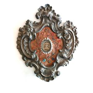 Antique Silver Reliquary Containing Relics, 20x17 Cm