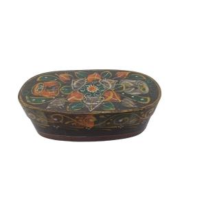 Antique Painted Box From Tyrol, 19th Century, Made Of Bent Beech And Fir