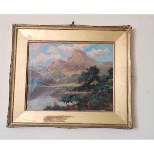 Peinture à l'huile sur toile ancienne, paysage écossais, JACK DUCKER