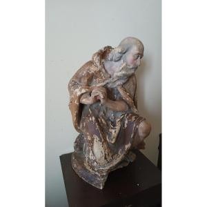 Large Plaster Sculpture, A Nativity Scene Shepherd From The Late 18th Century