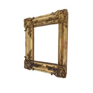 Baroque Frame From The Second Half Of The 19th Century, Wood And Gilded Plaster