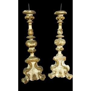 Pair Of Antique Candlesticks, Late 17th Century, Louis XIV Baroque Style