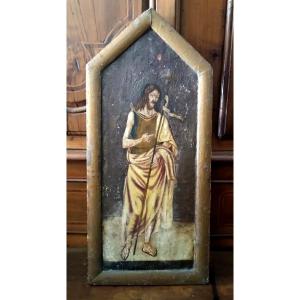 Painting On Wood, Cretan School, 18th Century - Saint John The Baptist