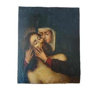 17th-century Antique Painting On Copper—mary With Christ -