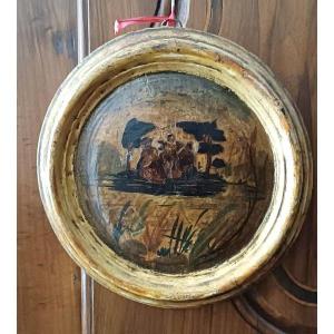 Peinture ancienne sur bois, technique Arte Povera, Venise, XVIIIe siècle