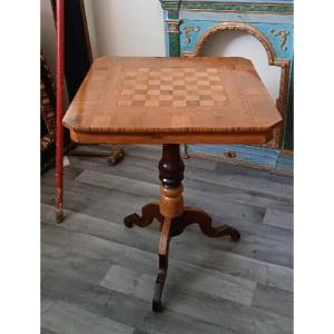 Table d'échecs ancienne incrustée, Italie du XIXe siècle