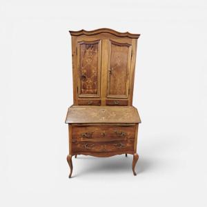 Meuble trumeaux en bois massif avec marqueterie, de style Louis XV et datant du début du XXe