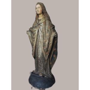 Grande Sculpture En Terre Cuite Représentant La Madone Rome XVIIème Siècle H.140 CM