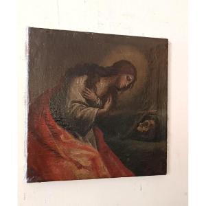 Huile sur toile ancienne représentant Madeleine, école italienne du XVIIIe siècle