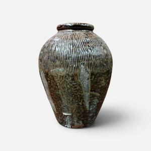Antique Glazed Stoneware Wine Jar, China, 19th Century