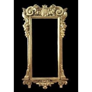Grand Cadre Miroir Ancien Bois Doré fin 18ème Siècle Italie