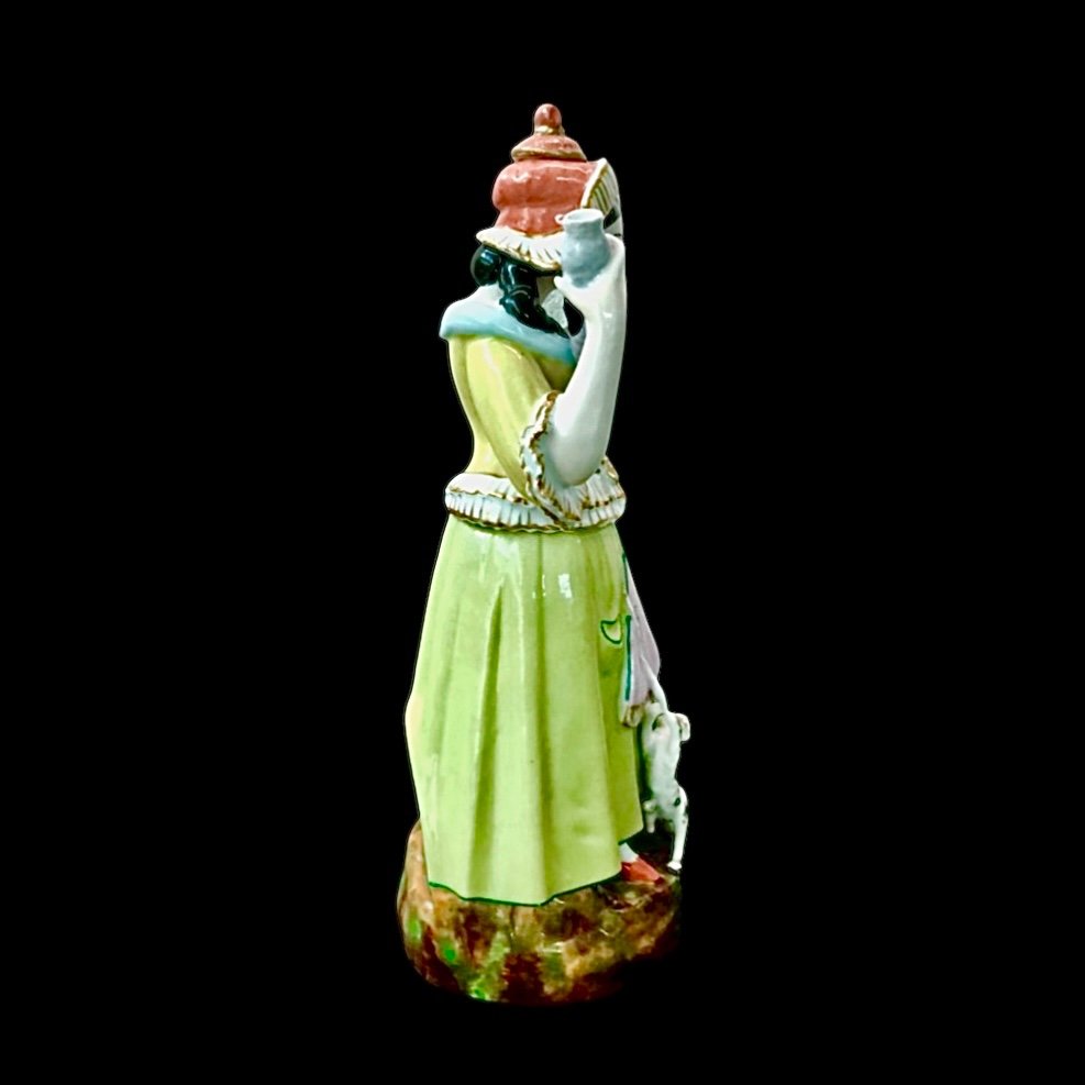 Veilleuse Teapot In Porcelain Depicting A Female Spinner. France. -photo-3