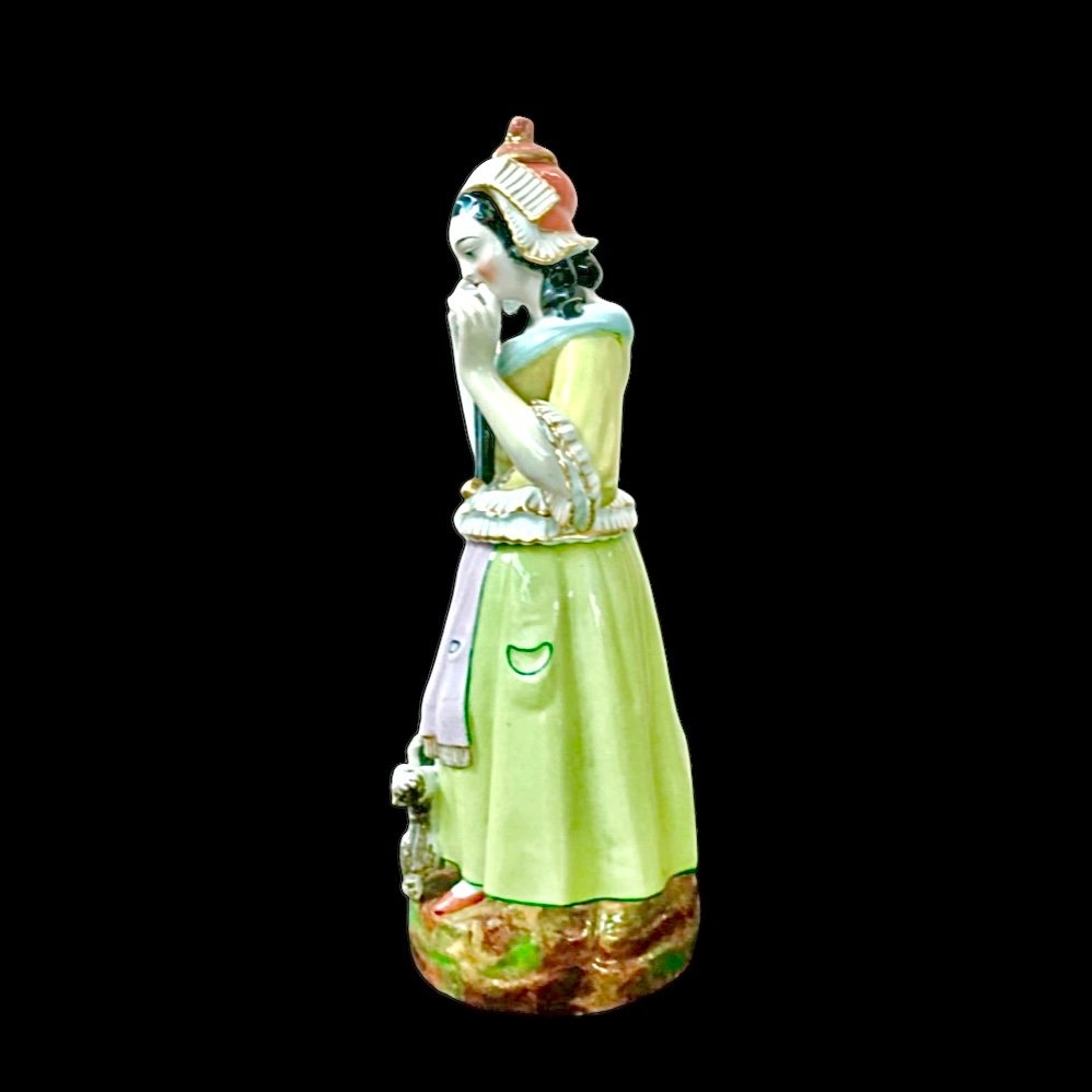 Veilleuse Teapot In Porcelain Depicting A Female Spinner. France. -photo-1