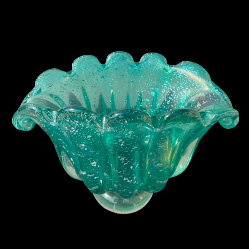 Vase In Heavy Iridescent Shell Glass With Silver Inclusions.barovier & Toso.murano.-photo-1