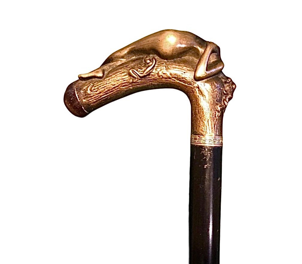 Stick With Erotic Subject With Bronze Handle Depicting A Reclining Naked Woman. -photo-2