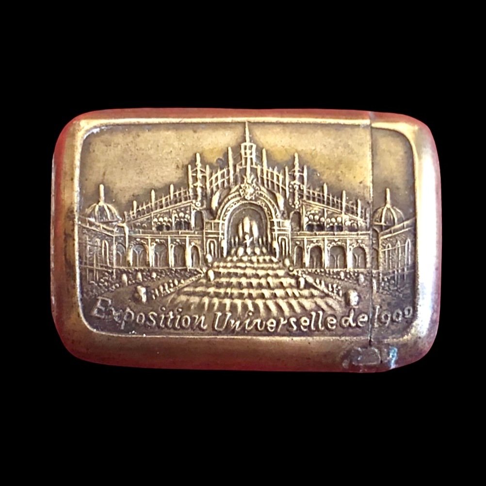 Brass Matchbox Depicting The Paris Universal Exposition Of 1900.