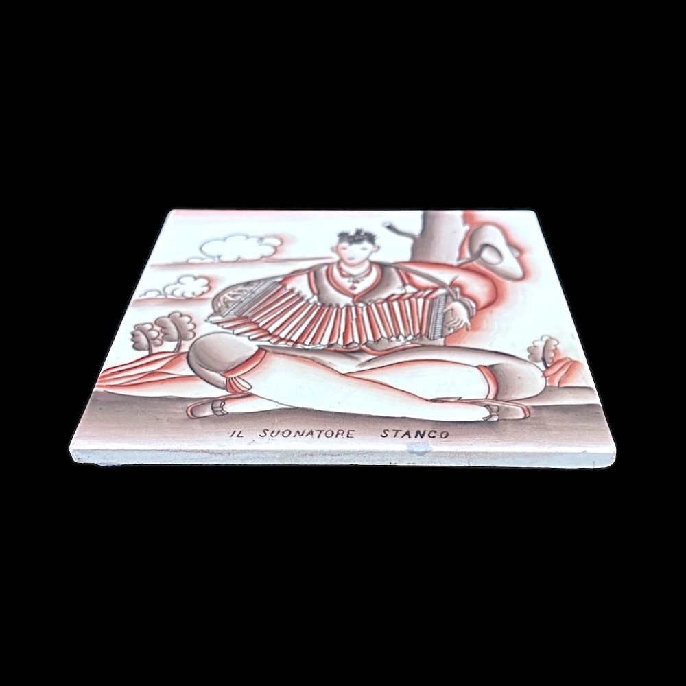 Carrelage Faïence : Le Joueur Fatigué.gio'ponti,ginori.-photo-2