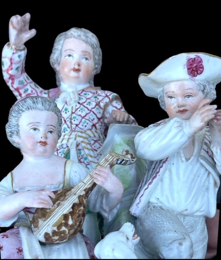 Porcelain Group Depicting Musical Children. Meissen. -photo-5